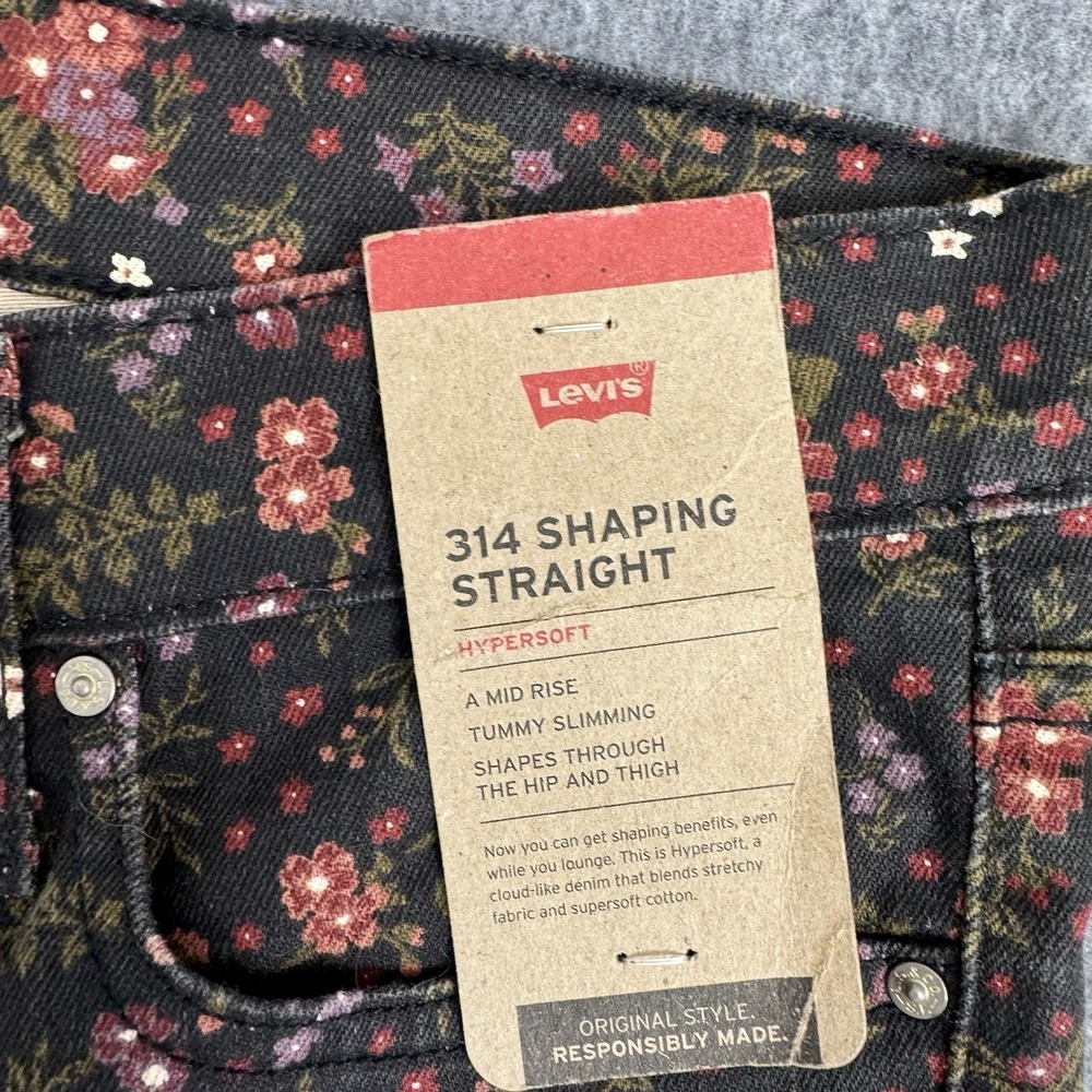 Levi's 314 Shaping Straight Floral Jeans Women's 31x30 Mid‎ Rise NWT HyperSoft - Picture 3 of 15